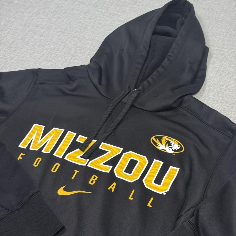 Nike Mizzou Football Hoodie Sweatshirt Mens M Black NCAA Therma-Fit Pullover